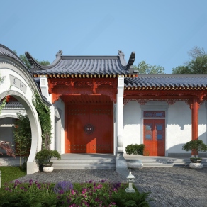 中式古建入口3D模型下载